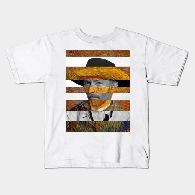 Self Portrait by Vincent Van Vogh and Lee Van Cleef Kids T-Shirt by luigi-tarini